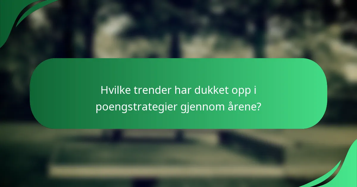 Hvilke trender har dukket opp i poengstrategier gjennom årene?