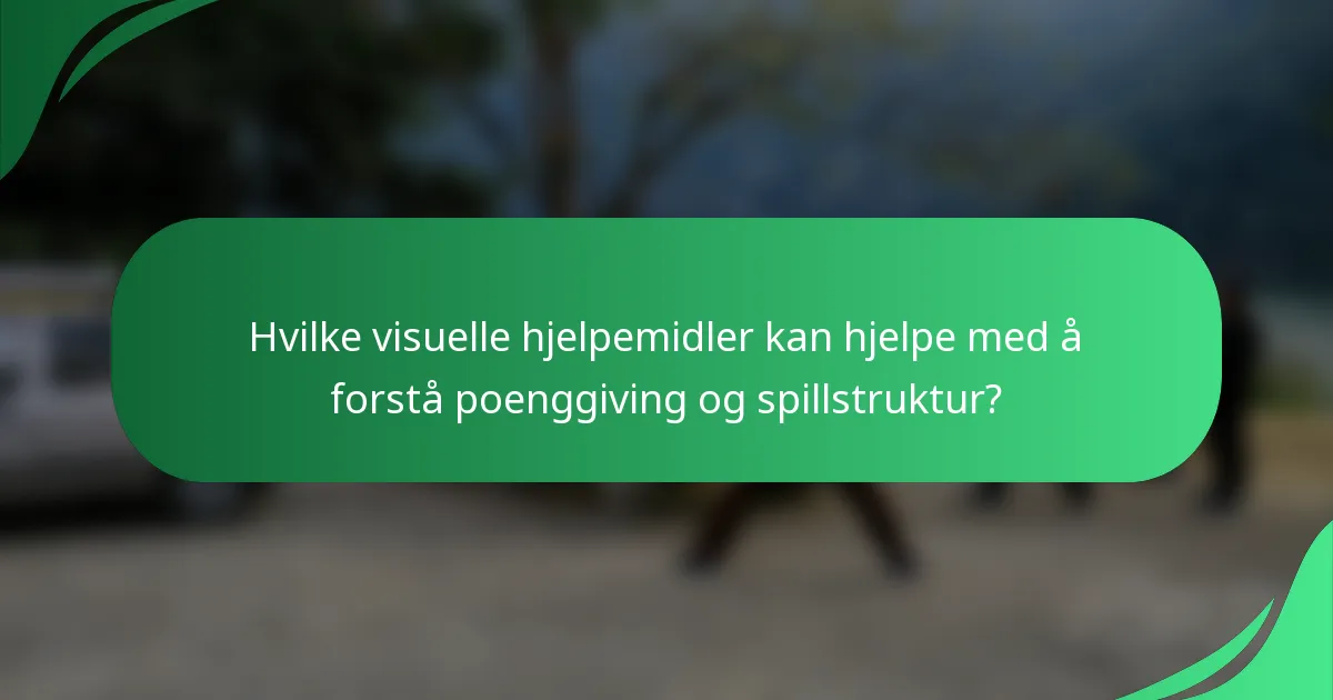 Hvilke visuelle hjelpemidler kan hjelpe med å forstå poenggiving og spillstruktur?